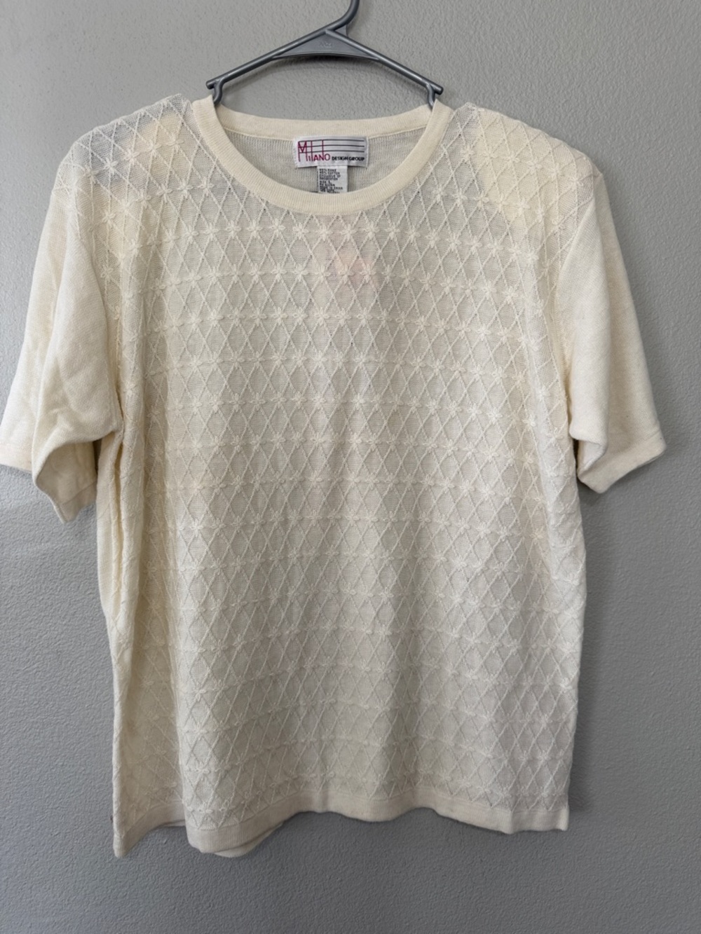 VTG Milano Shirt sleeves Sweater Floral Diamond Print‎ Large Dead Stock Granny